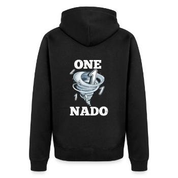 1. Geburtstag Tornado - Unisex Premium Bio Zip Hoodie - Schwarz - Hinten - Nico (187cm)