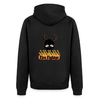 Fire Fighter - Unisex Premium Organic Zip Hoodie - black - Back - Nico (187cm)