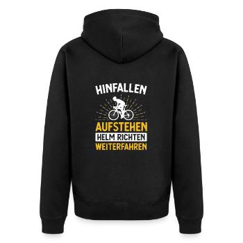 Radfahrer Bike Fahrrad - Unisex Premium Bio Zip Hoodie - Schwarz - Hinten - Nico (187cm)