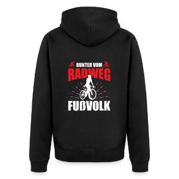 Radfahrer Bike Fahrrad - Unisex Premium Bio Zip Hoodie - Schwarz - Hinten - Nico (187cm)