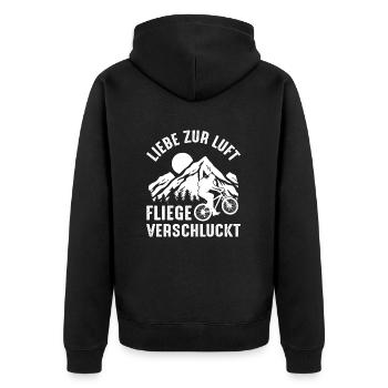 Radfahrer Mountainbike Fahrrad - Unisex Premium Bio Zip Hoodie - Schwarz - Hinten - Nico (187cm)