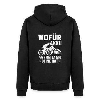 Radfahrer Mountainbike Fahrrad - Unisex Premium Bio Zip Hoodie - Schwarz - Hinten - Nico (187cm)