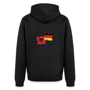 Albanien Deutschland Flagge Deutsch Albaner - Unisex Premium Bio Zip Hoodie - Schwarz - Hinten - Nico (187cm)