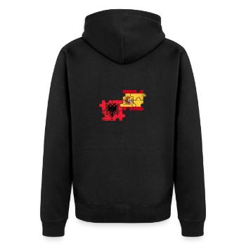 Albania Spain Vintage Flag Spanish Albanians - Unisex Premium Organic Zip Hoodie - black - Back - Nico (187cm)
