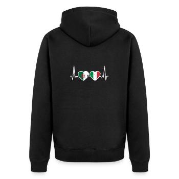 Algeria Italy Heartbeat Flag Algerians - Unisex Premium Organic Zip Hoodie - black - Back - Nico (187cm)