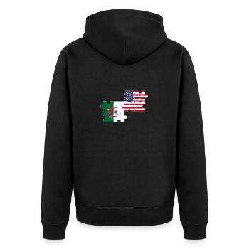 Albanien USA Flagge Albanisch - Unisex Premium Bio Zip Hoodie - Schwarz - Hinten - Nico (187cm)