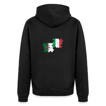 Algerien Italien Flagge Italienisch Algerier - Unisex Premium Bio Zip Hoodie - Schwarz - Hinten - Nico (187cm)