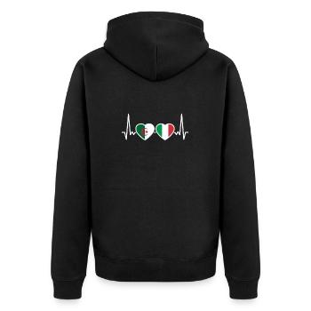Algerien Italien Herzschlag Flagge Algerier - Unisex Premium Bio Zip Hoodie - Schwarz - Hinten - Nico (187cm)