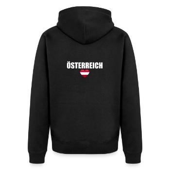 Österreich Österreichische Flagge Österreicher - Unisex Premium Bio Zip Hoodie - Schwarz - Hinten - Nico (187cm)