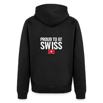 Fier d’être suisse Suisse Drapeau suisse - Veste à capuche bio Premium Unisexe - noir - Dos - Nico (187cm)