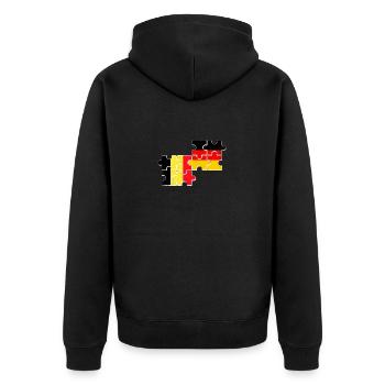 Belgien Deutschland Flagge Deutsch Belgier - Unisex Premium Bio Zip Hoodie - Schwarz - Hinten - Nico (187cm)