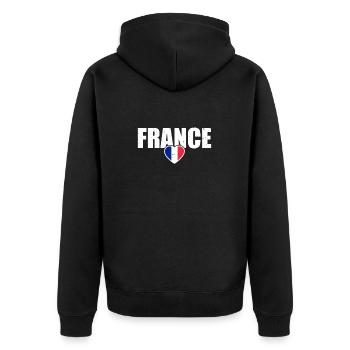 France France French flag French - Unisex Premium Organic Zip Hoodie - black - Back - Nico (187cm)