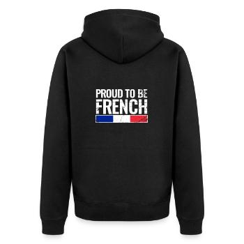 Proud To Be French France French French - Unisex Premium Organic Zip Hoodie - black - Back - Nico (187cm)