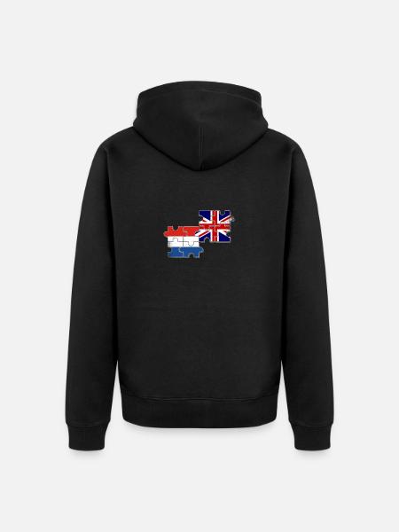 Netherlands UK Flag British Dutch - Unisex Premium Organic Zip Hoodie - black