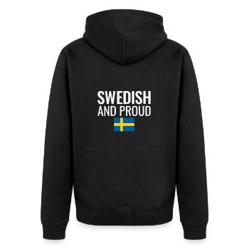 Swedish And Proud Schweden Schwedische Flagge - Unisex Premium Bio Zip Hoodie - Schwarz - Hinten - Nico (187cm)
