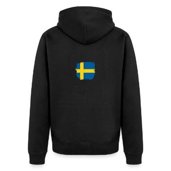 Schweden Schwedische Flagge Stolzer Schwede - Unisex Premium Bio Zip Hoodie - Schwarz - Hinten - Nico (187cm)