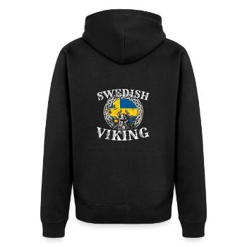 Swedish Viking Schweden Schwedisch Flagge Wikinger - Unisex Premium Bio Zip Hoodie - Schwarz - Hinten - Nico (187cm)