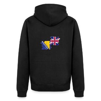 Bosnien UK Flagge Britisch Bosnisch - Unisex Premium Bio Zip Hoodie - Schwarz - Hinten - Nico (187cm)