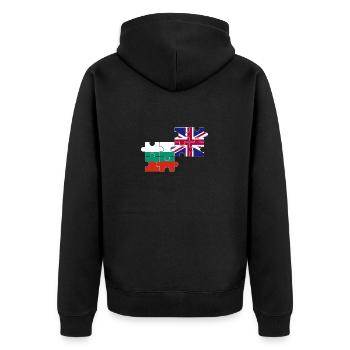 Bulgarien UK Flagge Britisch Bulgarisch - Unisex Premium Bio Zip Hoodie - Schwarz - Hinten - Nico (187cm)