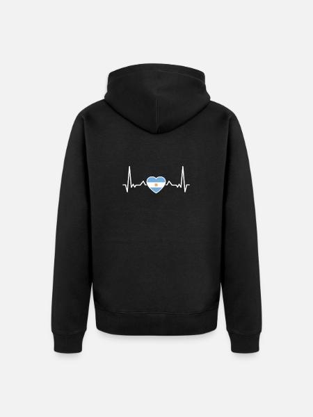 Argentina Heartbeat Flag Argentinian - Unisex Premium Organic Zip Hoodie - black