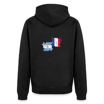 Argentinien Frankreich Vintage Flagge Argentinier - Unisex Premium Bio Zip Hoodie - Schwarz - Hinten - Nico (187cm)