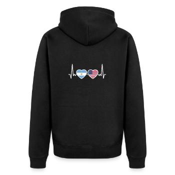 Argentine États-Unis Heartbeat Flag Argentine - Veste à capuche bio Premium Unisexe - noir - Dos - Nico (187cm)