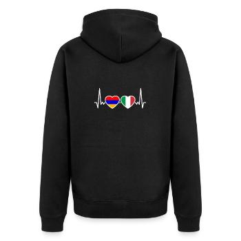 Armenien Italien Herzschlag Flagge Armenier - Unisex Premium Bio Zip Hoodie - Schwarz - Hinten - Nico (187cm)