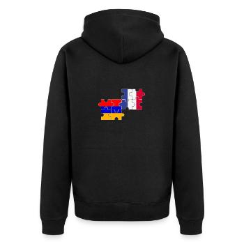 Armenien Frankreich Flagge Armenier - Unisex Premium Bio Zip Hoodie - Schwarz - Hinten - Nico (187cm)