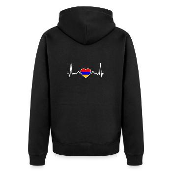 Armenien Herzschlag Armenische Flagge Armenier - Unisex Premium Bio Zip Hoodie - Schwarz - Hinten - Nico (187cm)