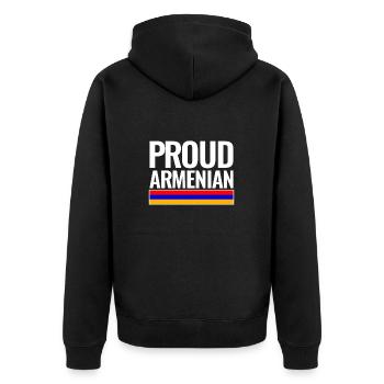 Proud Armenian Armenien Flagge Armenier - Unisex Premium Bio Zip Hoodie - Schwarz - Hinten - Nico (187cm)