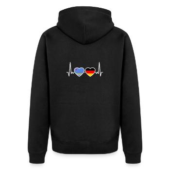 Aruba Germany Heartbeat Flag German - Unisex Premium Organic Zip Hoodie - black - Back - Nico (187cm)