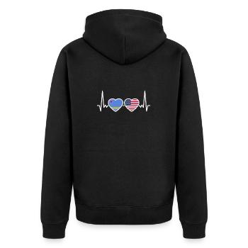 Aruba USA heartbeat flag American Aruban - Unisex Premium Organic Zip Hoodie - black - Back - Nico (187cm)