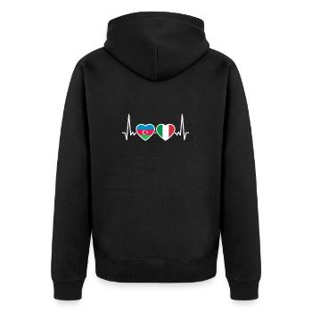 Azerbaïdjan Italie Heartbeat Flag - Veste à capuche bio Premium Unisexe - noir - Dos - Nico (187cm)