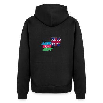 Aserbaidschan UK Flagge Aserbaidschanisch - Unisex Premium Bio Zip Hoodie - Schwarz - Hinten - Nico (187cm)