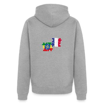 France Ethiopie Drapeau Ethiopien - Veste à capuche bio Premium Unisexe - gris chiné - Dos - Nico (187cm)