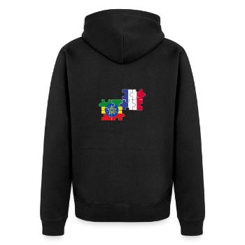 France Ethiopia Flag Ethiopian - Unisex Premium Organic Zip Hoodie - black - Back - Nico (187cm)