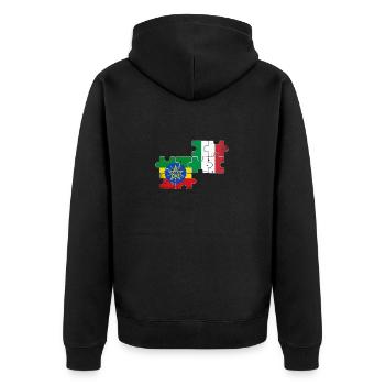 Ethiopia Italy Vintage Flag Ethiopian - Unisex Premium Organic Zip Hoodie - black - Back - Nico (187cm)