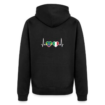 Ethiopia Italy heartbeat flag Ethiopian - Unisex Premium Organic Zip Hoodie - black - Back - Nico (187cm)
