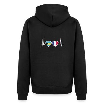Bahamas Frankreich Vintage Herzschlag Flagge - Unisex Premium Bio Zip Hoodie - Schwarz - Hinten - Nico (187cm)