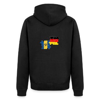 Barbados Deutschland Flagge Barbadier - Unisex Premium Bio Zip Hoodie - Schwarz - Hinten - Nico (187cm)