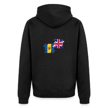 Barbados UK Flagge Britisch Barbados - Unisex Premium Bio Zip Hoodie - Schwarz - Hinten - Nico (187cm)