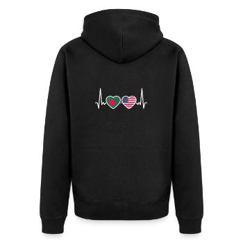Bangladesch USA Herzschlag Flagge Bangladesch - Unisex Premium Bio Zip Hoodie - Schwarz - Hinten - Nico (187cm)