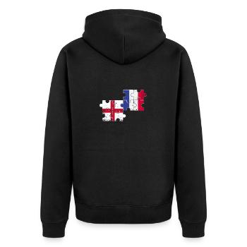 Angleterre France Vintage Drapeau Anglais - Veste à capuche bio Premium Unisexe - noir - Dos - Nico (187cm)