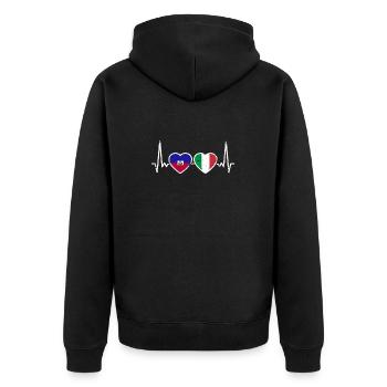 Haïti Italie Vintage Heartbeat Flag Haïtien - Veste à capuche bio Premium Unisexe - noir - Dos - Nico (187cm)
