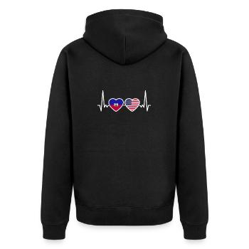 Haïti USA Heartbeat Flag Haïtien - Veste à capuche bio Premium Unisexe - noir - Dos - Nico (187cm)