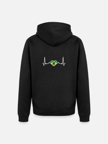 Brazil heartbeat Brazilian Brazilians - Unisex Premium Organic Zip Hoodie - black
