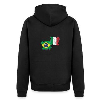 Brasilien Italien Vintage Flagge Brasilianer - Unisex Premium Bio Zip Hoodie - Schwarz - Hinten - Nico (187cm)