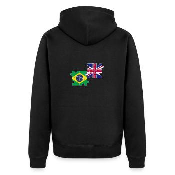 Brasilien UK Flagge Britisch Brasilianisch - Unisex Premium Bio Zip Hoodie - Schwarz - Hinten - Nico (187cm)