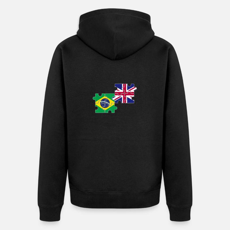 Brésil Royaume-Uni Drapeau britannique Brésilien - Veste à capuche bio Premium Unisexe - noir
