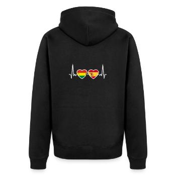 Bolivien Spanien Vintage Herzschlag Flagge Bolivia - Unisex Premium Bio Zip Hoodie - Schwarz - Hinten - Nico (187cm)